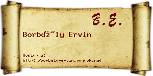 Borbély Ervin névjegykártya