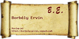 Borbély Ervin névjegykártya